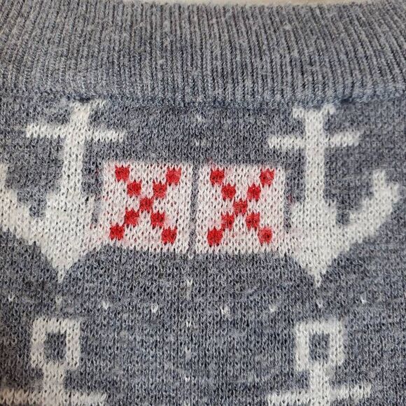 Vineyard Vines Kids Ahoy Anchor Print Merino Wool Blend Sweater Gray Medium - Picture 11 of 13